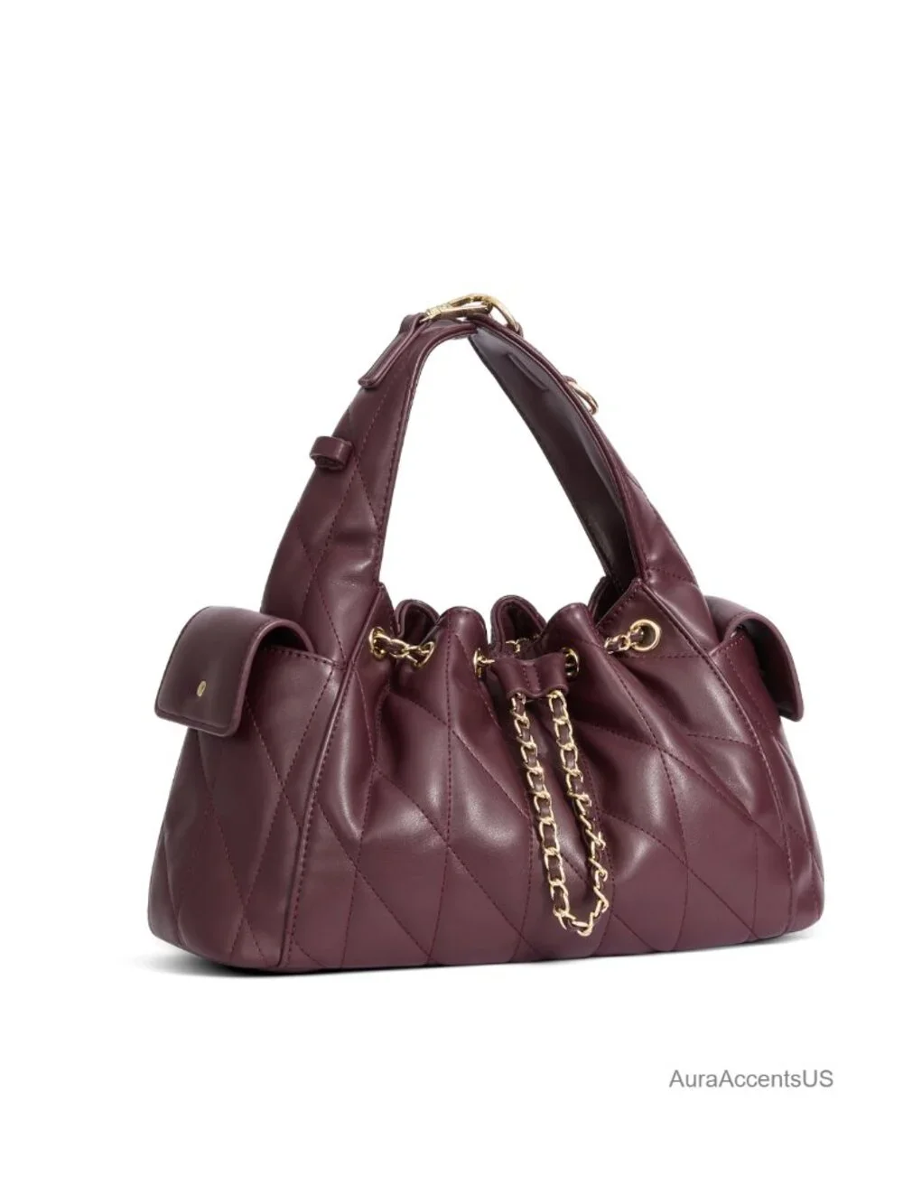 Quilted Vegan Leather Hobo Bag with Adjustable Strap